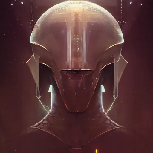 Image similar to symmetry, headpiece, portrait of an extraterrestrial creature, renaissance style, star wars character, volumetric lights, sci - fi, blade runner, trending on artstation, sharp focus, studio photo, intricate details, highly detailed, by greg rutkowski