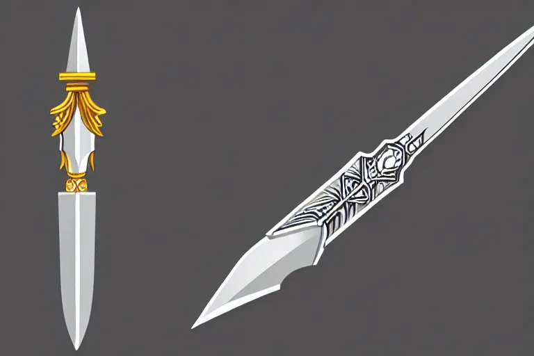Prompt: schematic diagram of a dagger, the dagger has a spear point, ultra detailed, 4 k, weapon design, intricate, classical