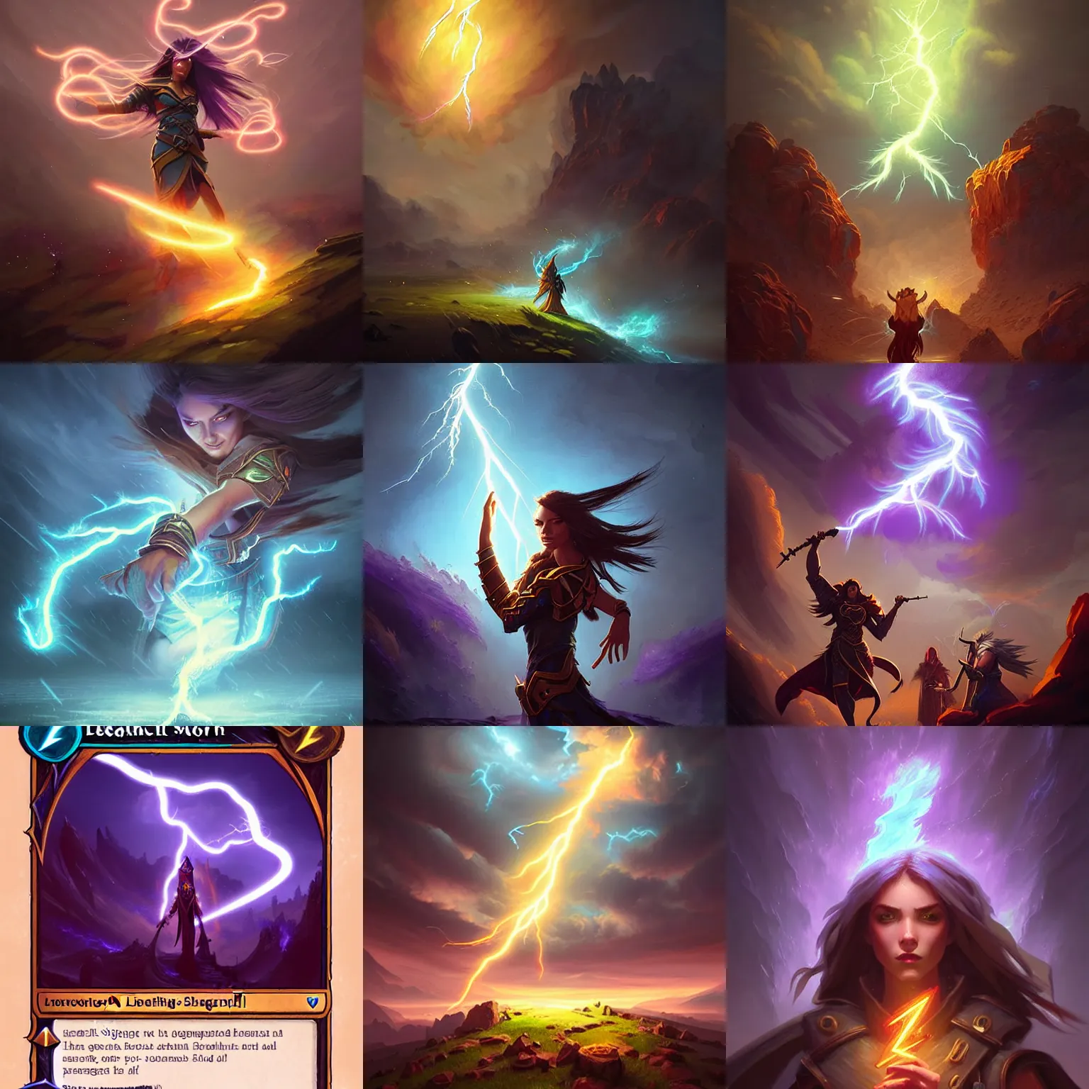 Prompt: lightning storm magic spell, hearthstone coloring style, epic fantasy style art, fantasy game spell icon, fantasy epic digital art, by greg rutkowski
