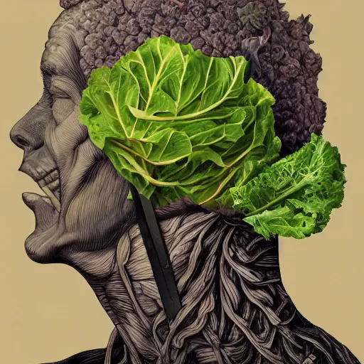 Image similar to the anatomy of a head of lettuce, an ultrafine detailed painting by james jean, octopath traveler, behance contest winner, vanitas, angular, altermodern