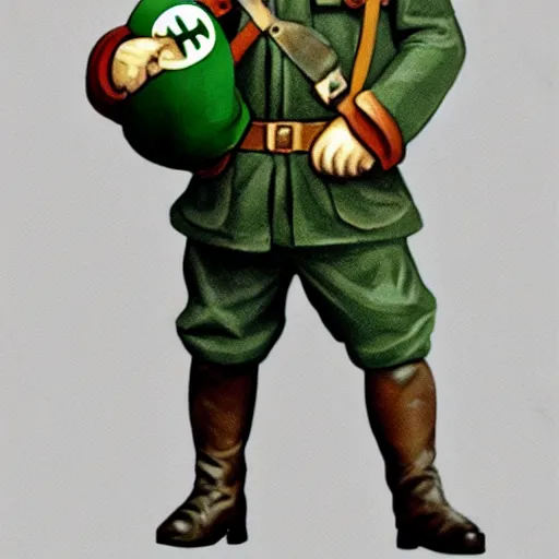 Prompt: luigi as a ww 1 soldier