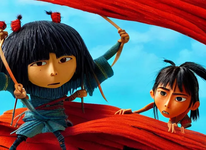 Image similar to A very high resolution image from a new movie, stop motion, Animated film Kubo, Kubo and the Two Strings, directed by wes anderson