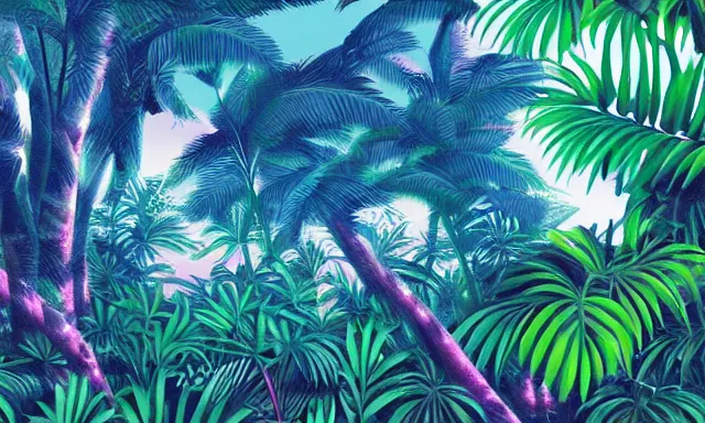 Image similar to Vaporwave Jungle