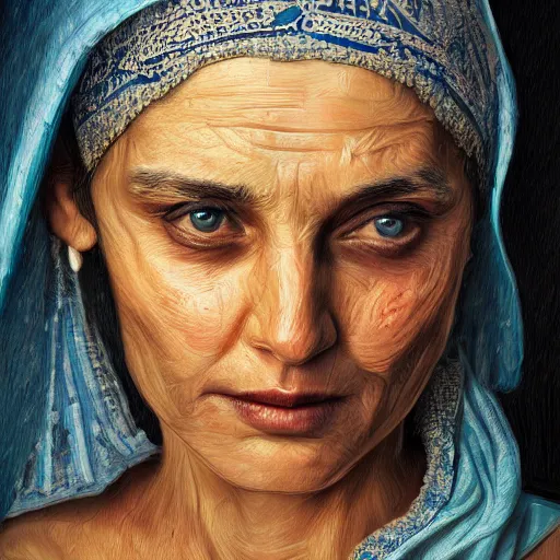 Image similar to Semitic beauty of the beautiful face frail mortal woman, dynamic lighting, cinematic, establishing shot, extremely high detail, shining, photo realistic, cinematic lighting, intricate line drawings, 8k resolution, oil painting on canvas