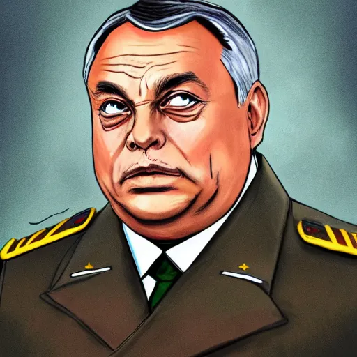 Image similar to slightly obese hungarian prime minister viktor orban wearing a ss uniform, highly detailed face, bright pastel colors, studio ghibli painterly style, trending on artstation, tarot card