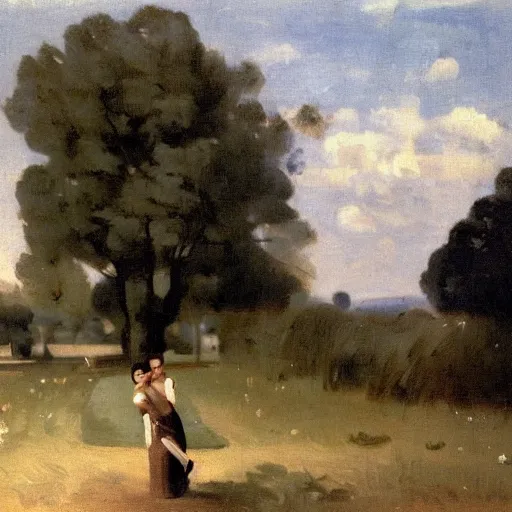 Prompt: long distance relationship, by camille corot