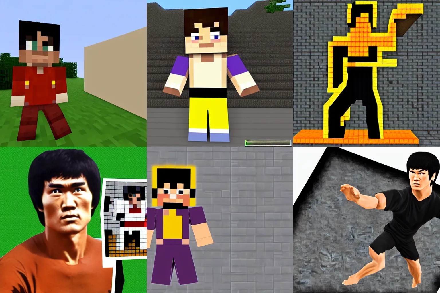 Prompt: bruce lee in minecraft