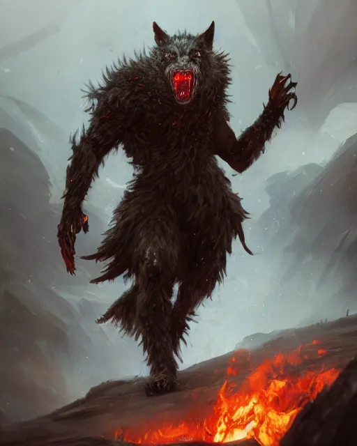 Prompt: oil painting of Angry Anthropomorphized Wolf Berserker, wearing clothes, claws, sharp focus, attack pose, fantasy style, octane render, volumetric lighting, 8k high definition, by greg rutkowski, highly detailed, trending on art Station, magic the gathering artwork, burning Battlefield background, centered