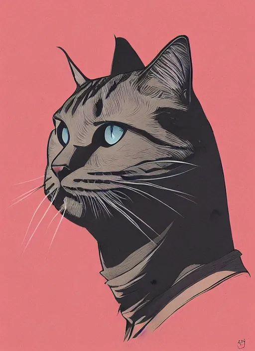 Image similar to concept portrait of cat staring contemptuously at people, artstation, art by petros afshar, tom whalen, laurie greasley and greg rutkowski and ilya kuvshinov