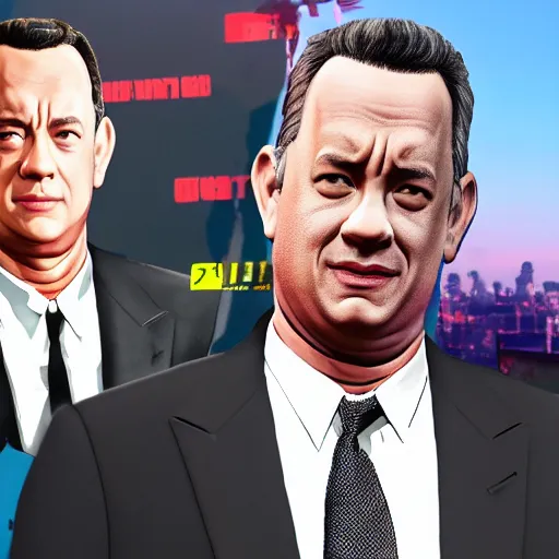 Image similar to tom hanks gta v loading screen art,