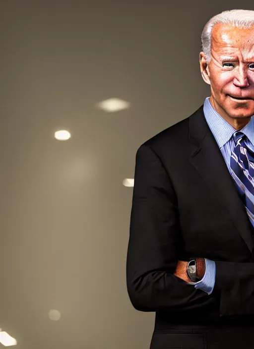 Image similar to hyper realistic ultra realistic eleventh dimensional photo furious glowing red eyes biden, high quality photo, detailed , 8k