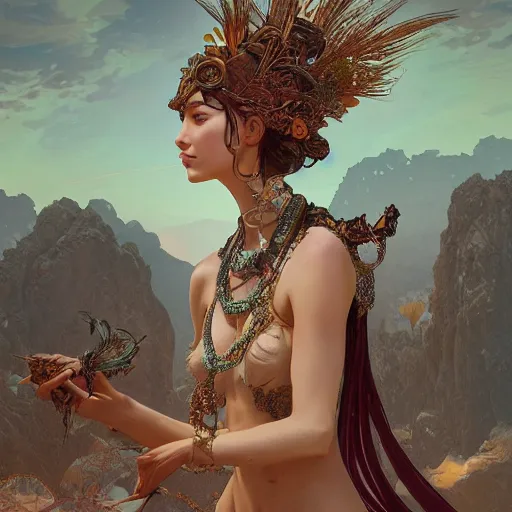 Image similar to a goddess in the desert, fantasy, intricate and very beautiful and elegant, highly detailed, digital painting, artstation, concept art, smooth and sharp focus, illustration, art by tan zi and ayanamikodon and alphonse mucha and wlop