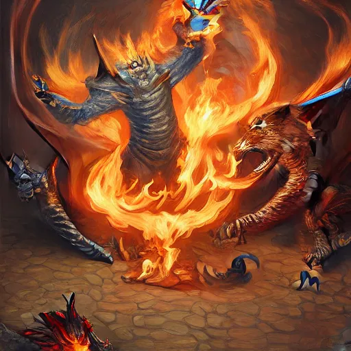 Prompt: ginger man in a discord t-shirt fights a fire breathing dragon in a room filled with dragon eggs, painted, by Chris Rallis, high fantasy