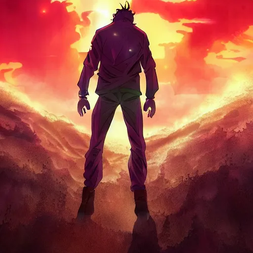 Prompt: manga cover of Among Us, running to the horizon for a brand new start, golden rays of sunlight, cyberpunk, horrific, manga, anime, dark vibes, matte painting