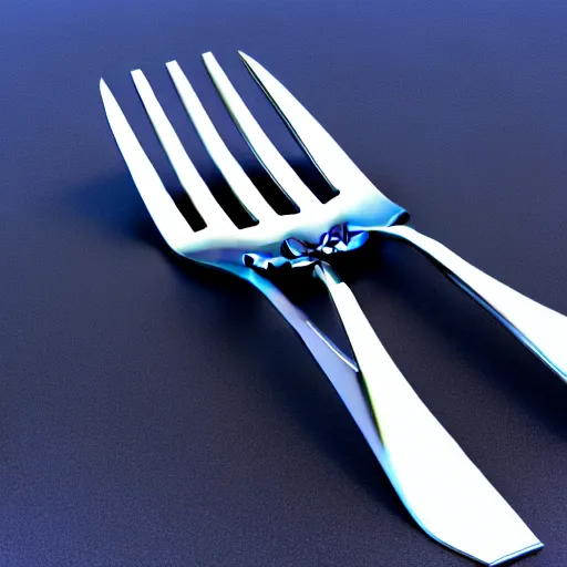 Prompt: a 3d object of a large fork, on its own, no background