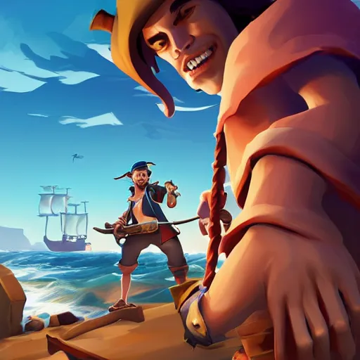 Image similar to painting jack the pirate on sea of thieves game avatar hero smooth face median photoshop filter cutout vector behance hd by jesper ejsing, by rhads, makoto shinkai and lois van baarle, ilya kuvshinov, rossdraws, illustration, art by ilya kuvshinov and gustav klimt