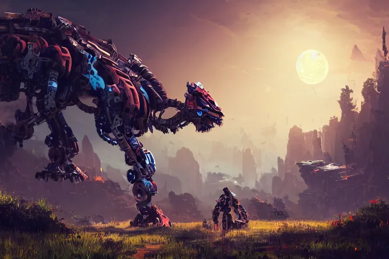 Image similar to stalker machine mecanical creature robot of horizon forbidden west horizon zero dawn bioluminiscence global illumination ray tracing hdr fanart arstation by ian pesty and alena aenami artworks in 4 k