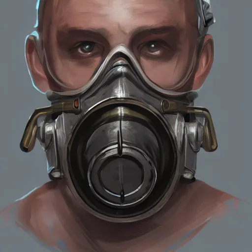 Image similar to concept art of gas mask for a secret society by jama jurabaev, brush hard, artstation, cgsociety, high quality, brush stroke