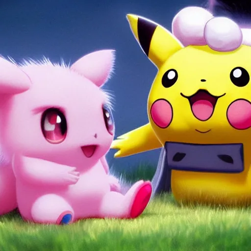 Image similar to pikachu taking a bite out of jigglypuff, national geographic photo, photo realistic, hyperrealistic, wildlife photo, 4 k, ultra detailed