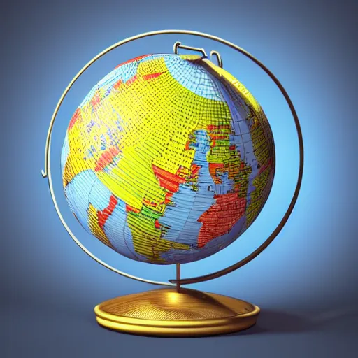 Prompt: llustration of the globe with 3 d top touristic attractions on it, 3 d render, 3 d model, smooth, illustration, in the style of shkret