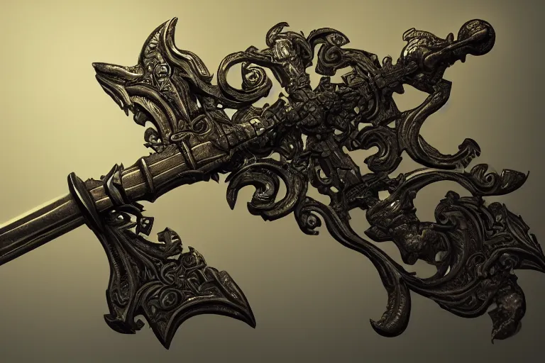 Image similar to magical artifact, sword intricate, artstation, dramatic lighting