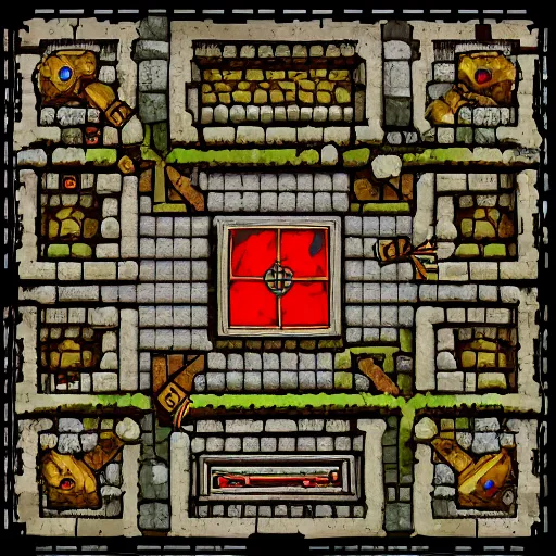 Prompt: rpg dungeon map, catacombs, labyrinth