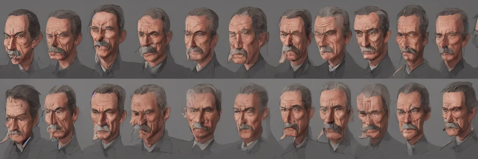 Image similar to colorful character faces, realistic mike patton and hitler faces, character sheet, fine details, concept design, contrast, kim jung gi, greg rutkowski and da vinci, trending on artstation, 8 k, emotional, face turnaround, front view, back view, side view, ultra wide angle