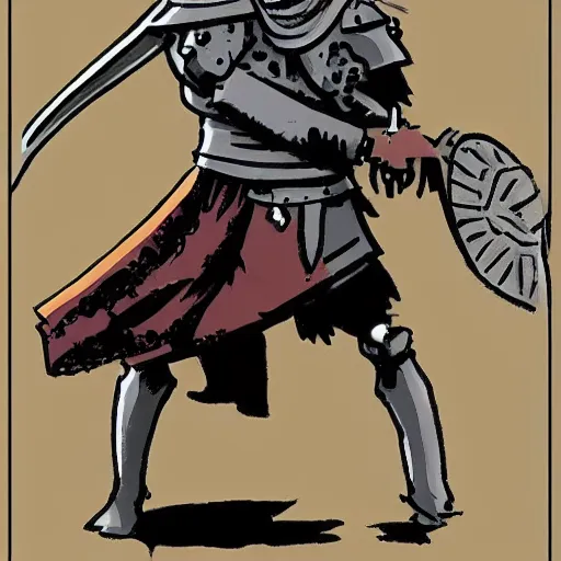 Image similar to medieval knight crying concept art in the style of mike mignola