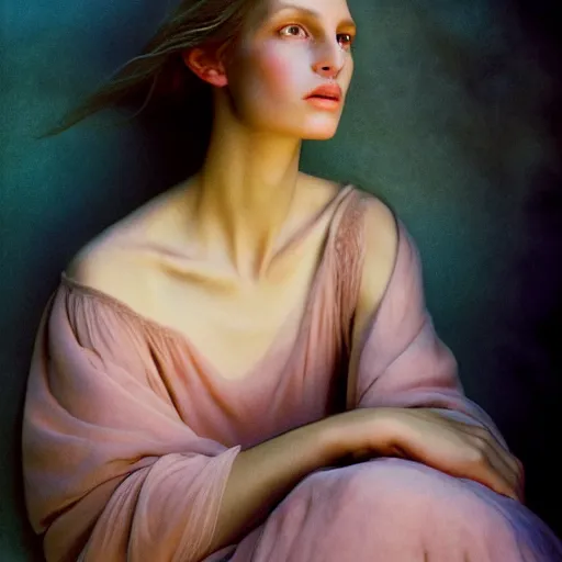 Prompt: photographic portrait of a stunningly beautiful renaissance female in soft dreamy light at sunset, contemporary fashion shoot, by edward robert hughes, annie leibovitz and steve mccurry, david lazar, jimmy nelsson