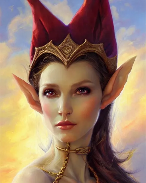 Image similar to a beautiful elf princess, oil painting, by laura sava and julie bell