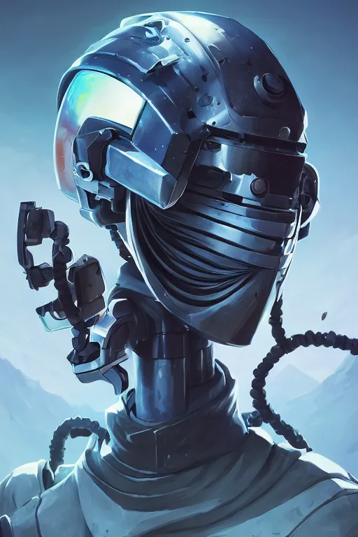 Image similar to epic mask helmet robot ninja portrait stylized as fornite style game design fanart by concept artist gervasio canda, behance hd by jesper ejsing, by rhads, makoto shinkai and lois van baarle, ilya kuvshinov, rossdraws global illumination radiating a glowing aura global illumination ray tracing hdr render in unreal engine 5