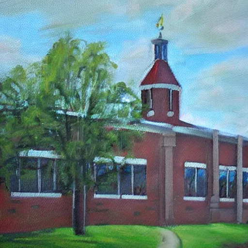 Image similar to beautiful oil painting of galva elementary school by olaf krans