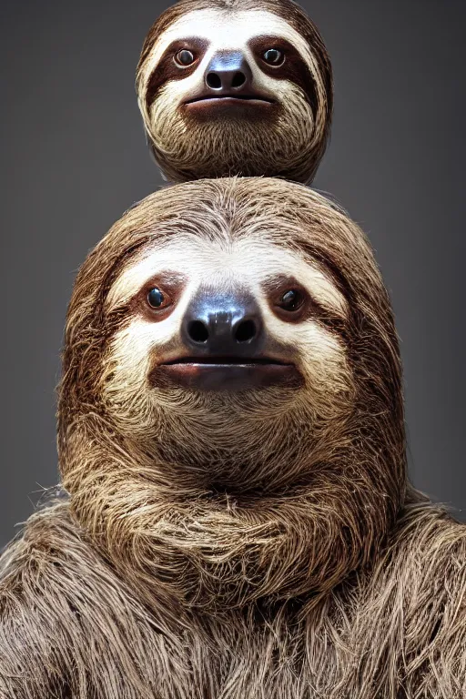 Image similar to portrait of sloth as a human, personification, seven sins, studio photo, 4 k photography, ambient lighting, highly detailed