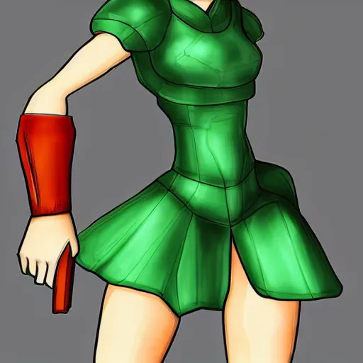 Prompt: digital art of samus aran in skirt