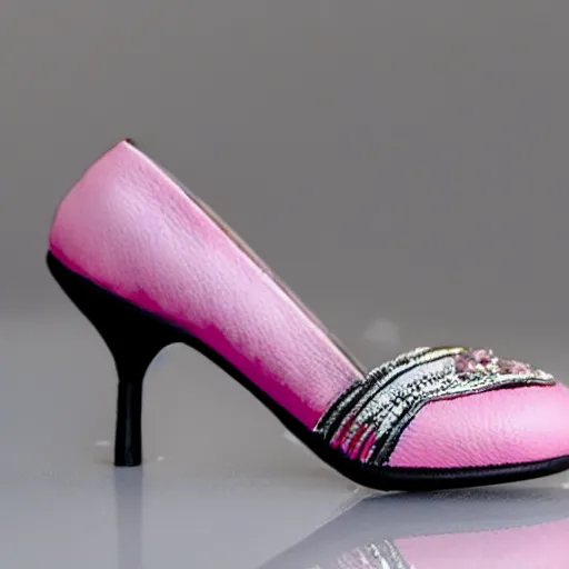 Image similar to pink leather 1 5 cm high heel shoes with 7 cm high platform with ankle stripe, photorealistic, beautiful, architecture, product design, clean, highly detailed, 8 k, ornate detail