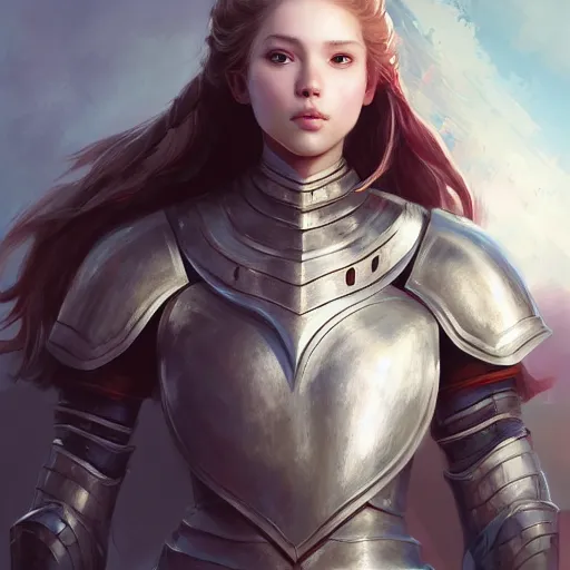 Prompt: girl in knight armor , portrait , made by Stanley Artgerm Lau, WLOP, Rossdraws, James Jean, Andrei Riabovitchev, Marc Simonetti, Yoshitaka Amano, ArtStation, CGSociety