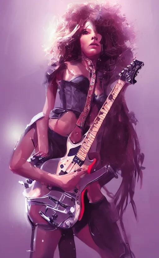 Prompt: rock star girl. concept art, artstation trending, digital painting highly detailed, vxf, cinematic