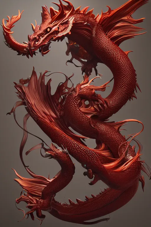 Image similar to swirling liquids mixing together, cheeky asian dragon, extremly detailed, dramatic light, octane render, realistic