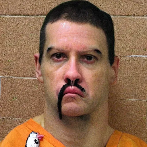 Prompt: inmate wearing chicken face