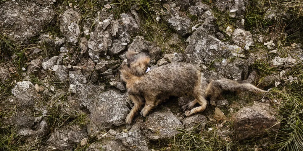 Prompt: a schrat in the wild mountains of calabria, high detailed, national geographic photography