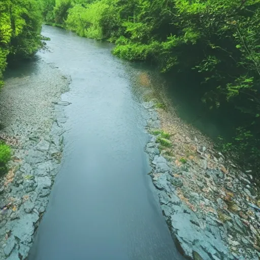 Image similar to a river being swallowed by day and night at the same time