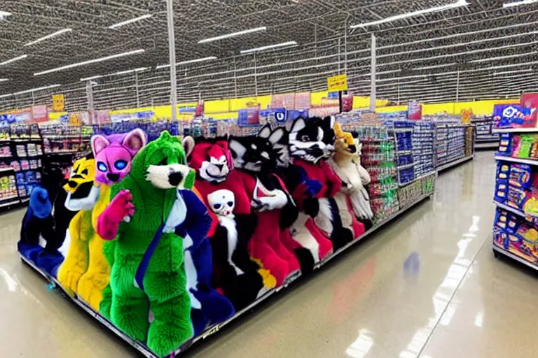 Image similar to photo of fursuits for sale at walmart on black friday