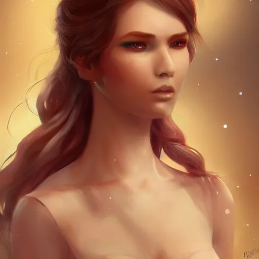 Image similar to painting of a female in a dress, by charlie bowater and artgerm, 4 k, highly detailed, trending on artstation, volumetric lightning, highly detailed