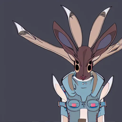 Image similar to cyborg jackalope cyberpunk, anime cel, 8k HD, centered