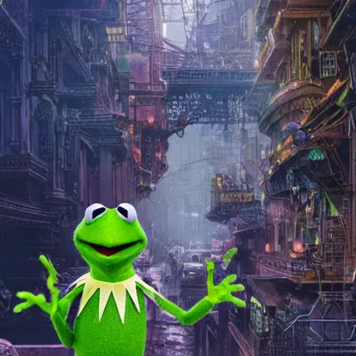 Prompt: Kermit the Frog if he were actually alive by P. Craig Russell and Barry Windsor-Smith, Sesame Street, 8k octane beautifully detailed render, post-processing, extremely hyperdetailed, intricate, epic composition, grim yet sparkling atmosphere, cinematic lighting + masterpiece