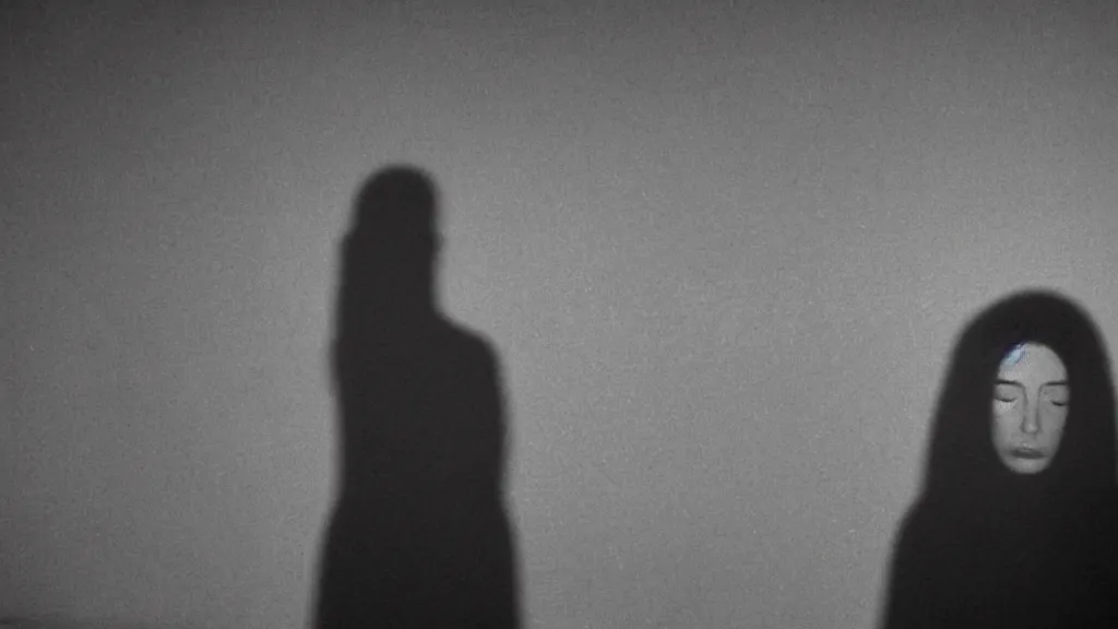 Prompt: movie still of girl having sleep paralysis a shadow watching, cinematic composition, cinematic light, criterion collection, by david lynch