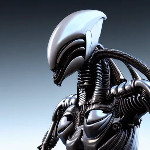 Prompt: futuristic xenomorph alien robot, highly detailed, photorealistic shot, bright studio setting, studio lighting, crisp quality and light reflections, unreal engine 5 quality render