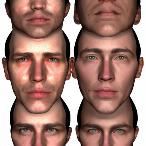 Prompt: human face as fixed 3 d meshes