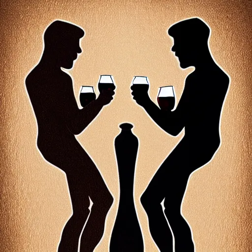 Image similar to two beautiful chad men drinking beers, many white hearts, friendship, love, sadness, dark ambiance, concept by Godfrey Blow, featured on deviantart, drawing, sots art, lyco art, artwork, photoillustration, poster art