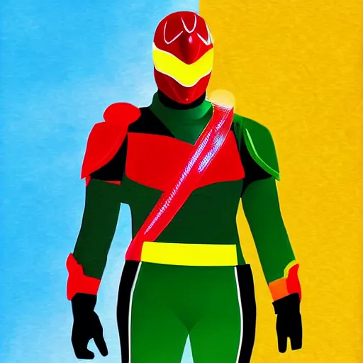 Prompt: lawrence fishburne as the traffic light power ranger, digital art, highly detailed